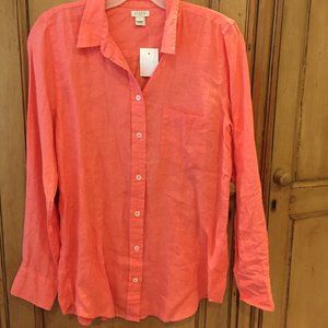 NWT J Crew Coral linen button-up shirt